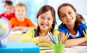 Two young children in classroom